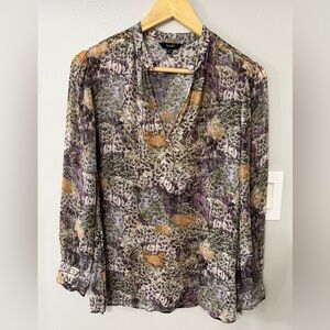 Massimo Dutti Sheer Floral Blouse | Made in Portugal | Size 2